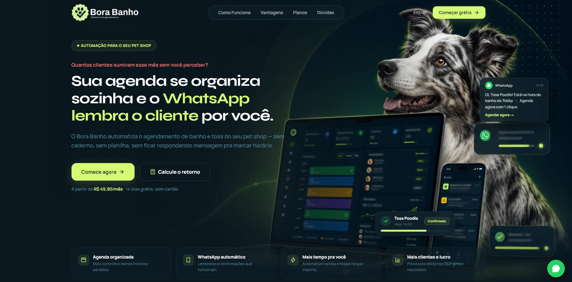 Landing page do Bora Banho